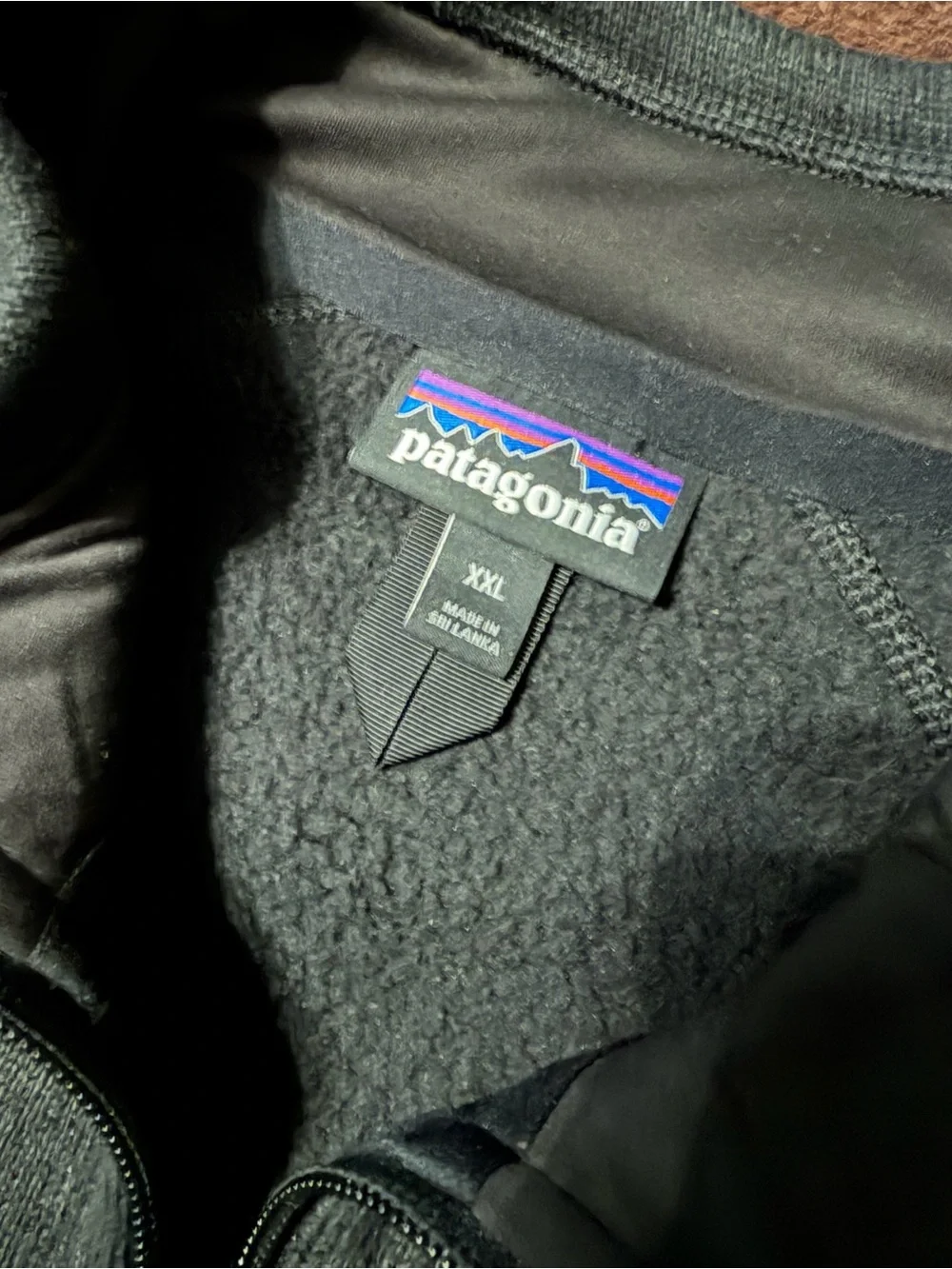 Patagonia Black Fleece Jacket with Multicolor Logo